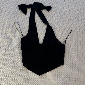 Abercrombie & Fitch Black Halter Tie Crop Top